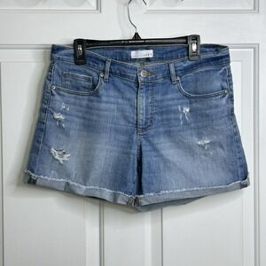 Loft Distressed Blue Jean Shorts Women's 29/ 8 Frayed Roll Hem